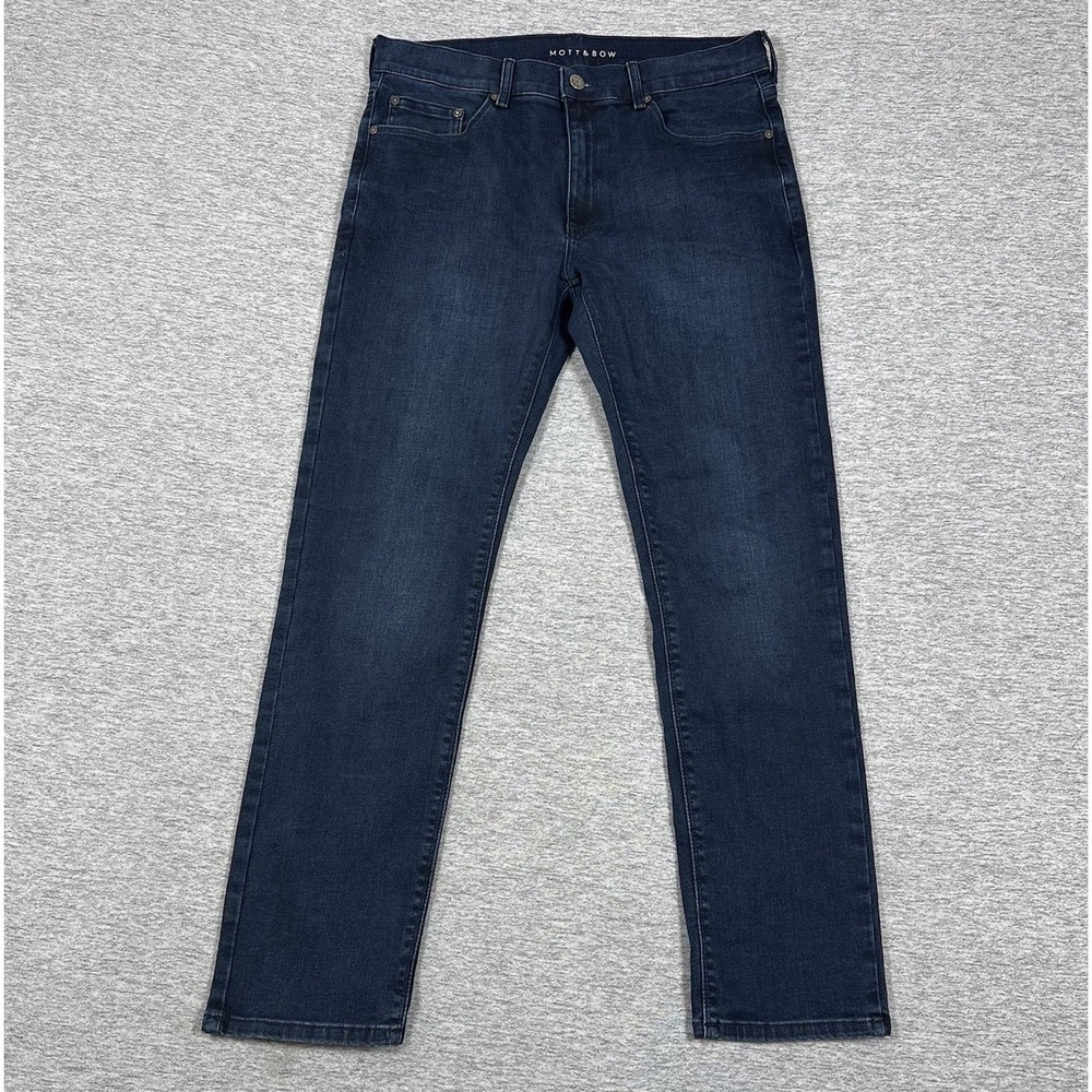 Mott & Bow Jeans Mens Size 33x30 Dark Blue Denim Slim Fit Stretch Designer City